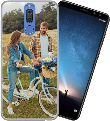 Vista 2 de Styletify Funda de teléfono personalizada para Huawei Mate 10 Lite, funda de silicona a prueba de golpes, funda de teléfono personalizada de Blanco