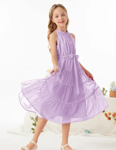 Vista 2 de GRACE KARIN Vestido largo de verano sin mangas para niñas de 5 a 14 años