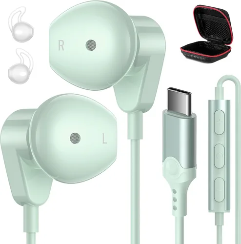 Vista 13 de APETOO Auriculares USB C para iPhone Air 17 16 Pro Max 15 Plus iPad, Samsung S25/S24/S23/S22/S21 HiFi Stereo USB-C Auriculares con cable