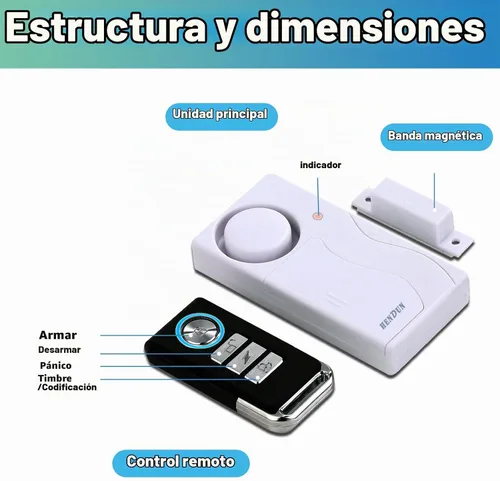 Vista 6 de Hendun Alarmas de puerta con control remoto, alarma de ventana