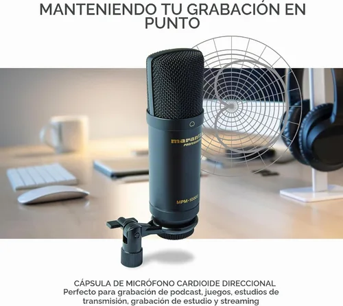 Vista 3 de Marantz Professional MPM-1000U - Micrófono de condensador USB para juegos, streaming y podcasting - Interfaz de audio incorporada, soporte