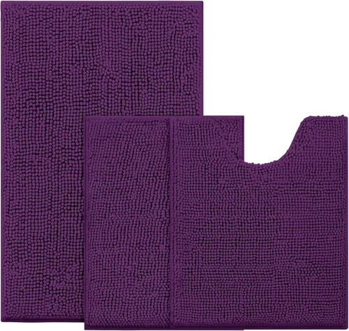 Vista 20 de BYSURE Juego de 3 alfombras de baño color azul aguamarina, antideslizantes, extra absorbentes, de felpilla, suaves, lavables Azul-aqua azul