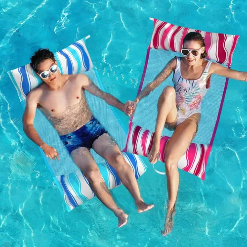 Vista 7 de Jasonwell Inflatable Pool Hammock Float - Water Hammock Pool Floaties Multi-Purpose (Saddle Lounge Chair Drifter) 4 in 1 Lake Beach Floating Azul