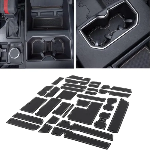 Vista 10 de Portavasos Insertos de bolsillo de puerta para Toyota Tundra 2014-2021 Negro (Black Trim)