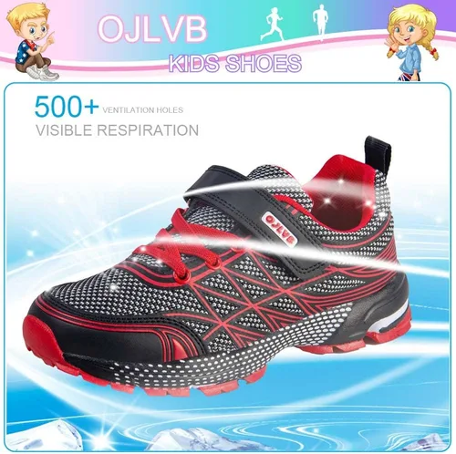 Vista 3 de OJLVB Tenis deportivos para niños y niñas, tenis para correr, atléticos, para caminar, gimnasio, senderismo, senderismo, transpirables, ligeros