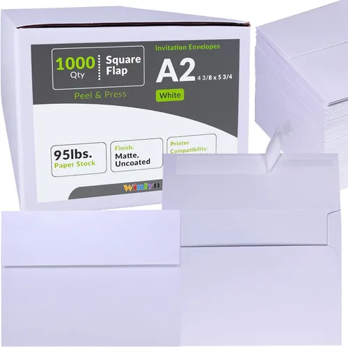Vista 14 de 500 piezas de sobres de invitación A2 en marrón kraft, autoadhesivos, con solapa cuadrada, 4 3/8 x 5 3/4, sobres de RSVP, sobres de devolución, 100