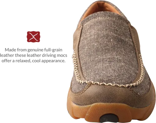 Vista 4 de Twisted X Zapatos de conducción con estampado de avestruz para hombre, Beige Bronceado