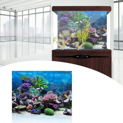 Vista 5 de FILFEEL Fondo de acuario decoraciones de peces imágenes de PVC adhesivo póster submarino decoración de papel adhesivo (24.0 x 11.8 in)
