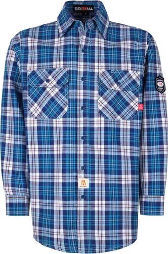 Vista 8 de BOCOMAL Camisas FR para hombre, resistentes al fuego, peso ligero, NFPA2112, camisa de soldadura ignífuga, acabado repelente al agua y al aceite