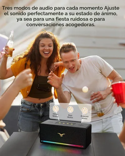 Vista 3 de Altavoz Bluetooth, altavoz retro StageSound inalámbrico, altavoz portátil con refuerzo de graves, 80 W, IP67 impermeable, luces LED, emparejamiento