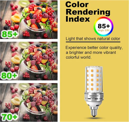 Vista 6 de Bombillas LED de 10 W 1100 lúmenes, luz blanca cálida de 2700 K, equivalente a 100 vatios, base E12, bombilla LED de mazorca no regulable, paquete
