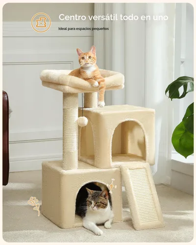 Vista 4 de PAWZ Road Árbol para gatos, torre para gatos de 30 pulgadas con condominios dobles para gatos de interior, casa de felpa para gatos con percha