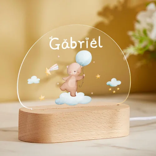 Vista 13 de VEELU Regalos personalizados para niños, luz nocturna con nombre personalizado con lindos animales, lámpara LED acrílica para bebé, regalo