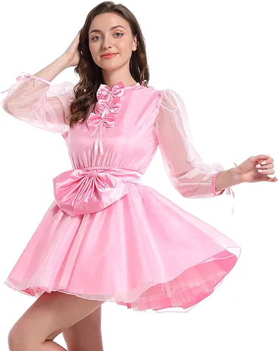 Vista 4 de Disfraz francés de sirvienta para mujer, vestido de Lolita con lazo