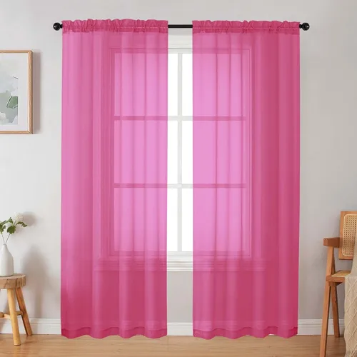 Vista 213 de 2 paneles de cortinas traslúcidas blancas para dormitorio, sala de estar, 96 pulgadas de largo, modernas, suaves, ligeras, con bolsillo para barra