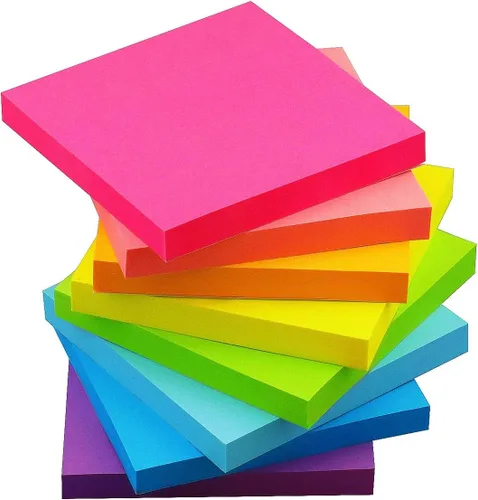 Vista 3 de Notas adhesivas de 3 x 3 y 1.5 x 2 pulgadas, 16 blocs en total, 90 hojas/bloc, 8 colores brillantes