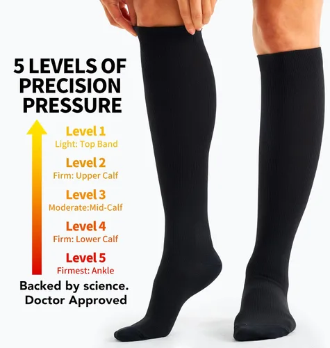 Vista 3 de Calcetines de compresión para mujeres y hombres (3 pares) El mejor apoyo para enfermeras, correr, senderismo, recuperación y calcetines de vuelo
