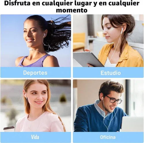 Vista 7 de [Certificado MFi de Apple] Auriculares USB C para iPhone 17 16, paquete de 2 auriculares con cable USB C con control remoto integrado para controlar