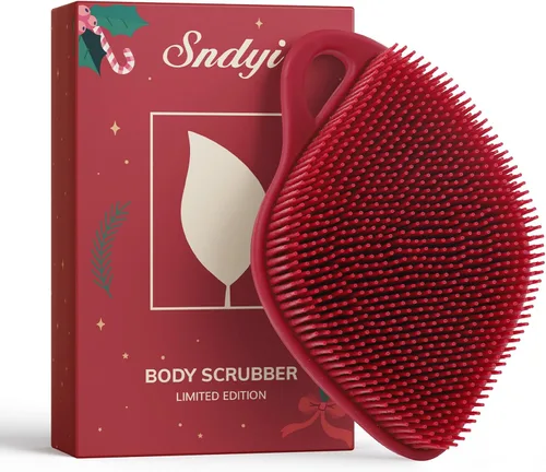 Vista 8 de Sndyi Exfoliante Corporal de Silicona Navideño, Edición Limitada Cepillo de Ducha en Forma de Hoja para Limpieza Suave y Exfoliación, Cepillo