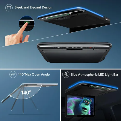 Vista 4 de XTRONS Reproductor de techo de coche de 13.3 pulgadas ultrafino 1920 * 1080 FHD pantalla montado en el techo del coche soporte HDMI, USB