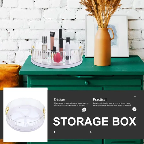 Vista 8 de Kichvoe Bandeja giratoria de almacenamiento de cosméticos, organizador de escritorio para maquillaje, cuidado de la piel, artículos diversos, diseño