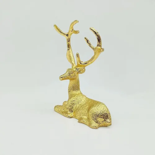 Vista 8 de Estatua de ciervo de pareja noble para decoración del hogar, figuras coleccionables de alce de animales, adornos de oficina, esculturas doradas