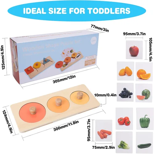 Vista 7 de Twefex Rompecabezas para bebés de 12 a 18 meses, rompecabezas Montessori de madera con múltiples formas para niños de 1 a 3 años, rompecabezas