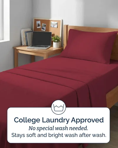 Vista 607 de Extra Deep Twin XL Sheet Set - 3 Piece College Dorm Room - White 01-Blanco