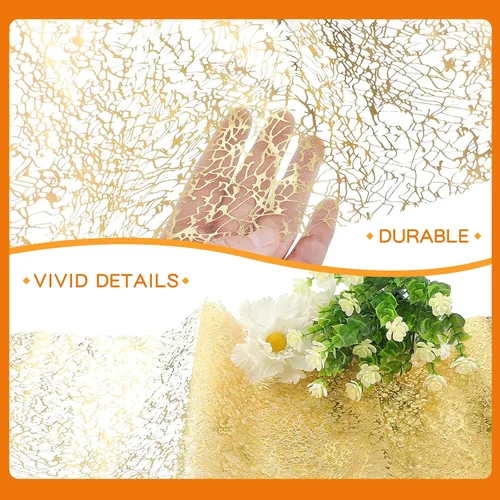 Vista 3 de Tatuo 3 piezas de camino de mesa dorado con brillo metálico, camino de mesa metálico con brillo con rollo rectangular de poliéster para decoración