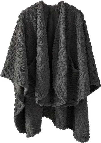 Vista 8 de Royoliving Manta de forro polar sherpa portátil con bolsillos para adultos, manta de franela ultra suave y mullida (negra, 58" x 64")