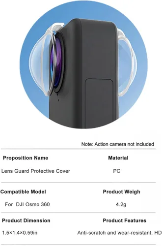 Vista 4 de PULUZ Protector de lente para DJI Osmo Action 360, cubierta protectora de PC HD Sport Camera Lens Protector a prueba de golpes/resistente a