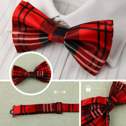 Vista 6 de Dan Smith Silk Blend Bowties For Men 25.6"-Neck-Size Clip-On Adjustable Bundle Pre-Tied Bowties