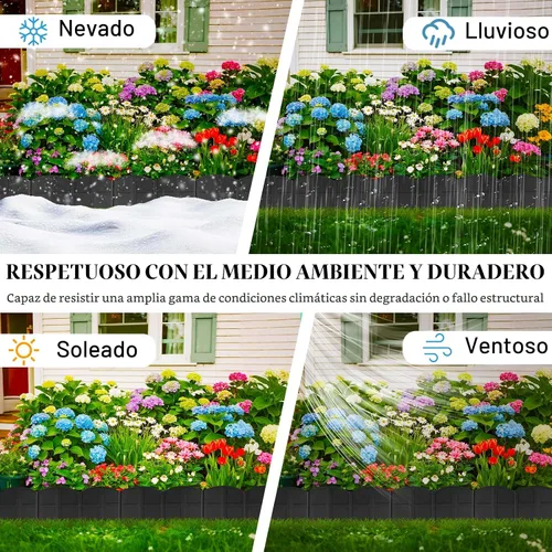 Vista 3 de Borde de Jardín Negro de 20 Pies, Borde de Paisajismo de 6 Pulgadas de Alto con 20 Piezas de Estacas de Jardín de 7.8 Pulgadas de Altura, Borde