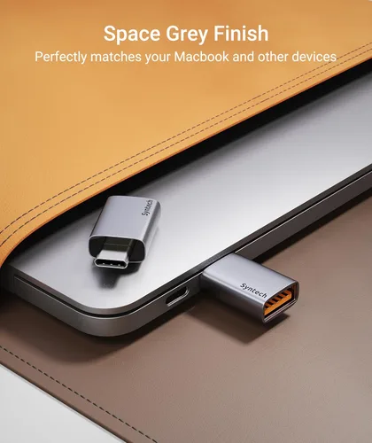 Vista 5 de Adaptador Syntech USB C a USB (paquete de 2), 10Gbps USB3.2 Gen 2 encajado lado a lado, adaptador tipo C macho a A 3.2 hembra compatible con iPhone