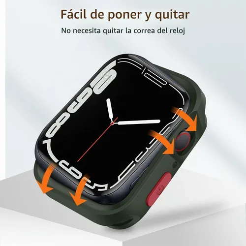 Vista 4 de Estuche Resistente Compatible con Apple Watch Case 41mm 40mm Series 9/8/7/6/5/4/SE3/2/1, Funda Protectora Amortiguadora de TPU Flexible y Suave