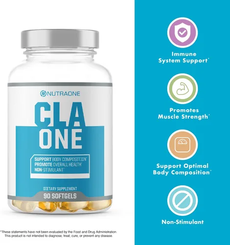 Vista 4 de NutraOne Nutrition Suplemento CLAOne de ácido linoleico conjugado (CLA) Suplemento natural* (90 cápsulas)