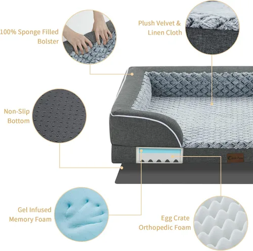 Vista 106 de Camas ortopédicas para perros grandes, cama de espuma viscoelástica impermeable para mascotas grandes con lados 89x56 cm, sofá para perros grandes