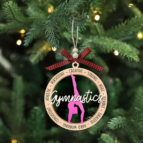 Vista 6 de Adorno de gimnasia para niña, adornos de gimnasta para árbol de Navidad, regalos de gimnasia para niñas, entrenadora, regalos de gimnasta para niñas