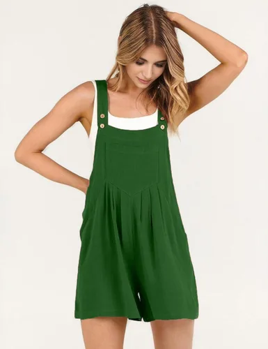 Vista 2 de PAODIKUAI Overol corto de verano para mujer, sin mangas, con bolsillos, para verano
