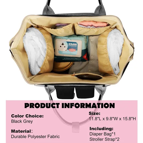 Vista 3 de Mochila para pañales Femuar, multifuncional, para maternidad, bolsa de pañales para bebés, de gran capacidad, para niñas y niños, mochila de viaje
