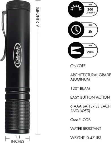 Vista 2 de Police Security Radar 2.0 COB Ultra brillante 350 Lumen LED EDC linterna táctica