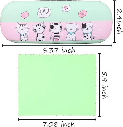Vista 5 de Cute Stylish Hard Shell Eyeglasses Cases Protective Case Storage Box With Glasses Cloth Eyeglass Strap for Girl Teen