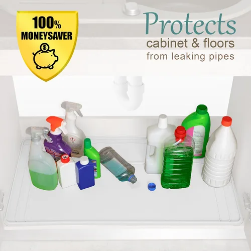 Vista 9 de El Tapete Original Para Debajo del Fregadero - Tapete Impermeable de Silicona, Recortable, Fácil de Limpiar, Forro para Gabinete de Cocina, Tapetes