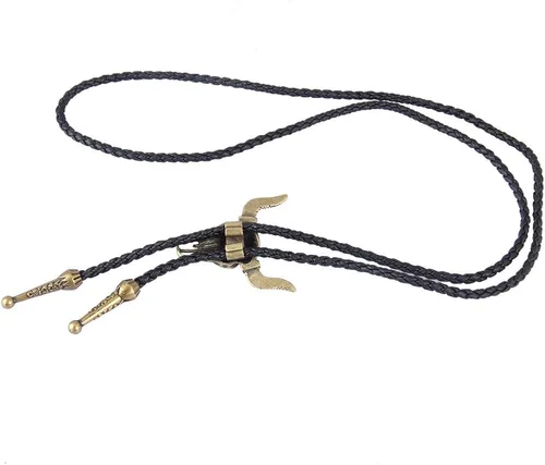 Vista 209 de Jeilwiy Corbata de bolo para hombre, corbata de vaquero occidental, collar de corbata de bolo dorado, corbata de cuero, corbata de Halloween