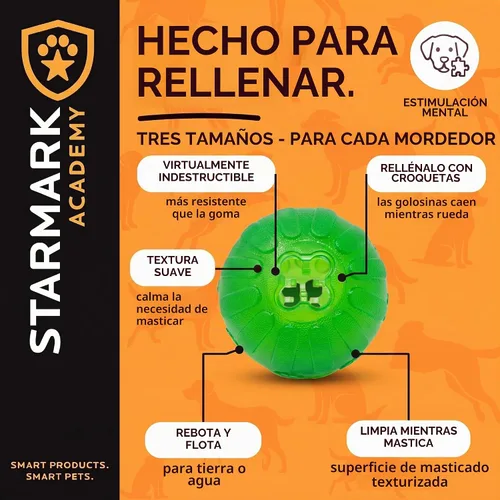Vista 6 de Starmark Treat Dispensing Chew Ball - Juguete resistente para perros, mediano/grande para razas grandes
