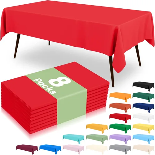 Vista 28 de 6 paquetes de manteles de plástico desechables, 54 x 72 pulgadas mantel rectangular impermeable, cubiertas de mesa decorativas a prueba de fugas