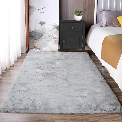 Vista 12 de Latepis Alfombra Pequeña Negra Esponjosa 2x3 pies Manta de Piel Sintética de Conejo Alfombra Suave Lavable Alfombras Peludas Shag para Dormitorio