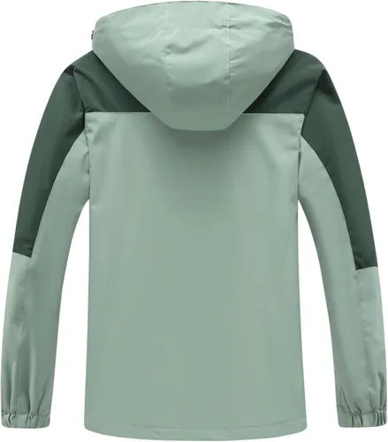 Vista 2 de GIISAM Chaqueta de lluvia para mujer, impermeable, ligera, impermeable, impermeable, rompevientos, con capucha