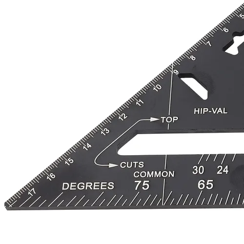 Vista 7 de Transportador de ángulo triangular de aleación de aluminio, herramienta de diseño de 7 pulgadas, herramienta de regla métrica de medición de diseño