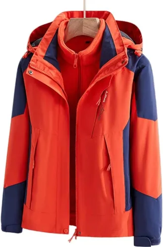 Vista 2 de Chaqueta impermeable 3 en 1 con capucha para hombre, chaqueta de esquí, chaqueta de nieve de invierno con forro polar cálido, resistente al viento